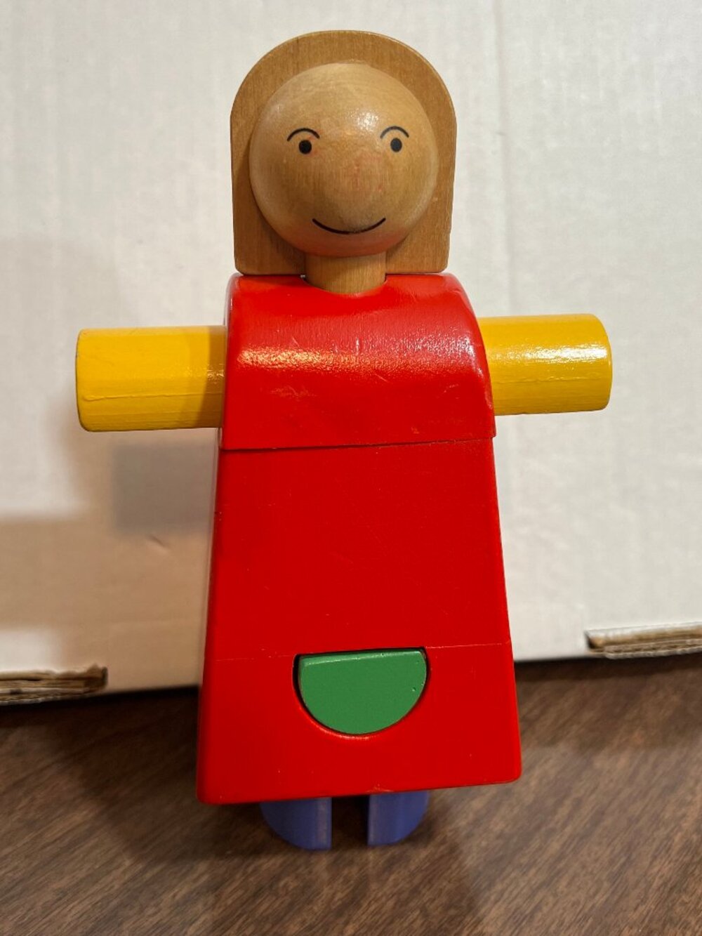 VTG IKEA Mula Wooden Girl 5 Piece Puzzle Toy Primary Colors Vintage 90s Y2K